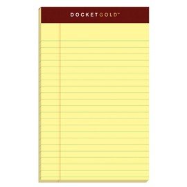 TOPS 63900 Docket Ruled Perforated Pads, Narrow Rule, 5 x 8, Canary, 50 Sheets (Pack of 12)