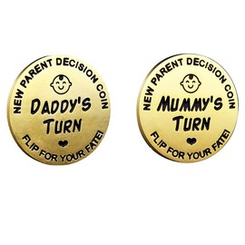 New Dad Mom Gifts Funny Decision Making Coin, New Baby Gift for Parent Mummy Daddy Pregnancy Women First Time to be Moms Dads Mother's Day Father's Day Gifts Double Sided