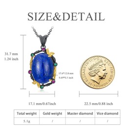 VONALA Lapis Lazuli Pendant Necklace Energy Healing Chakra Gemstone Necklace Sterling Silver Natural Healing Stone Necklace for Women