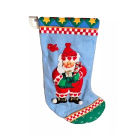 Kurt Adler SANTA'S WORLD KURT S. ADLER SANTA CLAUS CHRISTMAS STOCKING POR