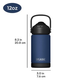 IFLASK 12oz Kids Water Bottle with Straw Lid | 100% Leak Proof | Insulated Stainless Steel Double Walled Thermos | BPA and Sweat free | Hot & Cold (Navy)