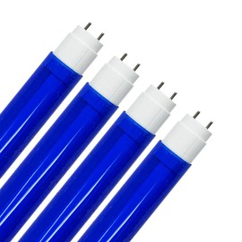 KastLite LED T8 Bulb Combo with Fluorescent T8 Safety Sleeves | Royal Blue | 48" Electronic Ballast Compatible/Ballast Bypass | Type A+B | 4000K, 2,500LM, 147LM/W | UL & DLC Listed | 4 Pack