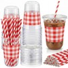 Singhoow 50 Set 16 oz Red U-gingham Gingham Cups Plastic
