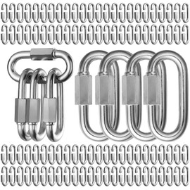 60Pack 2.3 Inch Chain Quick Link, 600lbs Capacity 1/4” Quick Links Oval Locking Carabiners, Galvanized Thread Quick Link Chain Connector Hardware for Towing Chandelier Kids Swing Key Ring Bird Toys