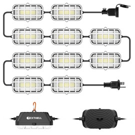 100FT LED Construction String Lights, 150W Super Bright 15000LM Plug in Linkable String Work Lights, 5000K Waterproof IP67 Temporary Lighting for Construction Sites, Jobsites, Indoor & Outdoor