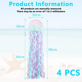 GOMETY Pack of 4 Mermaid Birthday Decoration Paper Lantern, Party Decoration, Jellyfish Decoration, Mermaid Birthday Decoration for Girls, Ocean Birthday Decoration, Under the Sea Theme Party, Hanging