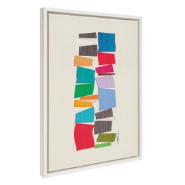 Kate and Laurel Sylvie I Am A Collector Framed Canvas Wall Art by Amber Vittoria, 18x24 White, Modern Abstract Colorful Geometric Art for Wall Decor