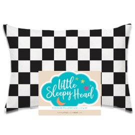 Little Sleepy Head Toddler Pillowcase, 100% Cotton & Hypoallergenic Pillow Case for Toddler Pillow, Snug Fit Envelope Pillowcase, 13x18 Pillowcase, Pilllow Sold Separately (Checkers Black)