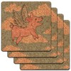 Flying Pig When Pigs Fly Low Profile Cork Coaster Set