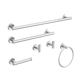 HOMEMYSTIQUE 6 Pcs Chrome Bathroom Hardware Accessories Set SUS304 Stainless Steel Towel Rack and Toilet Paper Holder Set Towel Bar Set Wall Mounted