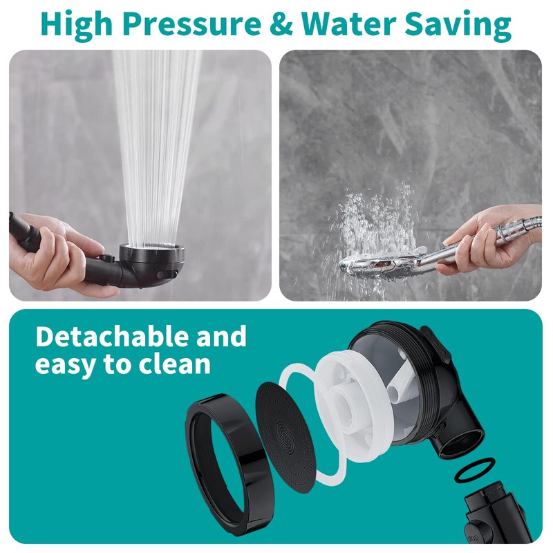 MIAOHUI Modern Handheld Shower Head with On/Off Switch, 3 Spray