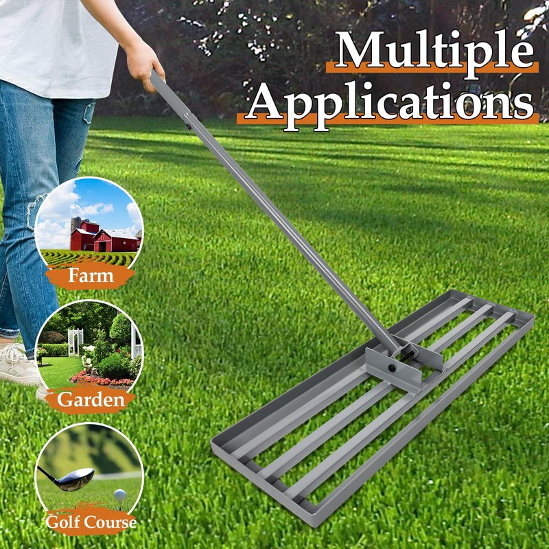FAHKNS 30 Lawn Leveling Rake, Yard Leveling Tool with Extended
