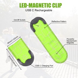 Flintronic Reflective Running Gear Set, Magnetic LED Clip Lights, Rechargeable Magnet Clip, Running Safety Lights with 3 Lighting Modes, High Visibility, Brightly Luminous for Night Running, Cycling