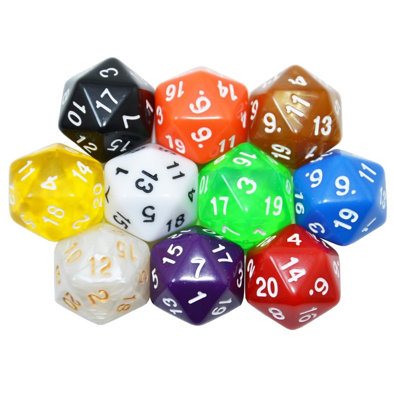 SmartDealsPro 10-Pack 20 Sided Dice D20 Polyhedral Dice for DND