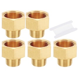 PATIKIL Brass Pipe Fittings Reducer Set, 2Pcs 3/4" NPT Female x 1/2" NPT Male Thread Brass Hex Tubing Adapter Connector Tube Adaptor Converter with PTFE Tape for Water, Air, Gas Line