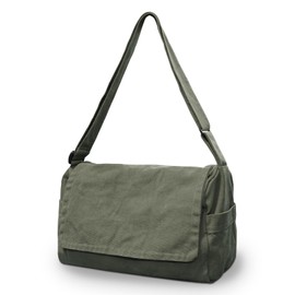 X SIM FITNESSX Unisex Canvas Shoulder Bag, Women's Shopper Bag, Oxford Fabric Bag for Everyday, Office and Travel, Green