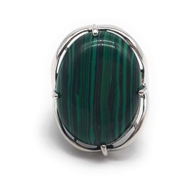 Natural Stone Rose Quartz Agate Amethyst Turquoise Adjustable Finger Rings Semi Precious Oval Shaped Gemstone Anniversary (Synthetic Malachite)