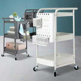 Bethlehem Mobile Salon Trolley with Beauty Tray Cart 3-Tier Gray
