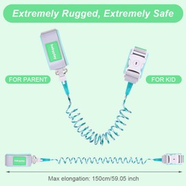 AOMIG Baby Anti-Lost Belt, 360° Rotatable Anti-Lost Wrist Belt Lead for Children, Elastic Wire Rope, Anti-Lost Wrist Belt with Safety Lock (Green)