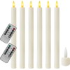 Sunjas 6PCS Flameless Taper Candles with 3D Flickering Flame Battery