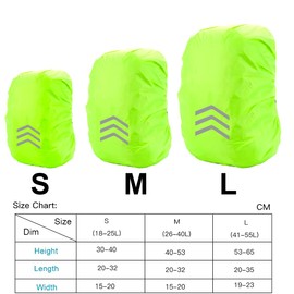 Ruayia Rain Cover for Backpack with Reflective Stripes, Waterproof Backpack Rain Cover Rain Cape, Small (18-25L) Reflector Backpack Cover Water Wind-Resistant Hiking, Camping, Cycling - Neon Green S