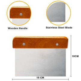 Dough Scraper Set of (1+1), Stainless Steel Bench Scrap Chopper Wood Handle and Plastic Dough Scrapers, Kitchen Bread Baking Making Gadgets Tool for astry Cuts, Pizza Cutter