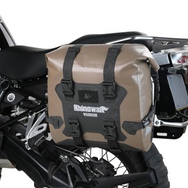 Rhinowalk Motorcycle Saddle Bag Waterproof Rolltop Side Bag with Magnetic Closure, Approximately 24-42L Volume, Lightweight Rear Rack Luggage Bag (Brown, Single)