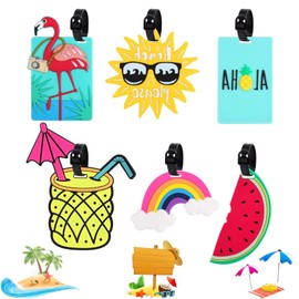 Colourful Luggage Tags - Set of 6 Travel Suitcase Labels, Luggage Tag ID Tag with Name, Address, Phone for Easy Recognition and Safety on Your Air Travel - Funny and Personali