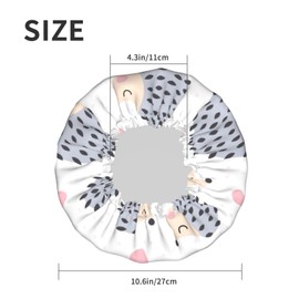 Cute Hedgehog Animal Shower Cap for Women,Double Waterproof Layers Bathing Shower Hat Large Designed for all Hair