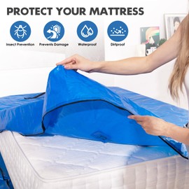 Mattress Bags for Moving - Extra Thick Mattress Cover for Moving and Storage - Reusable Waterproof Tarp Mattress Protector with Heavy Duty Handles Strong Zipper (Queen)