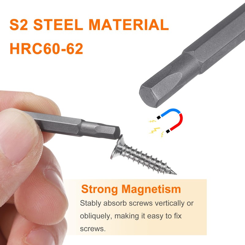 sourcing map 5pcs H3.5 Hex Screwdriver Bit 5/32" Hex Shank