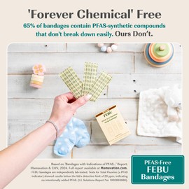 FEBU Eco-Friendly Large Bamboo Bandages | PFAS Free Bandages for Scrapes & Cuts | Flexible Fabric Bandage | Fully Compostable, Latex Free Bandage | 20 Count Large