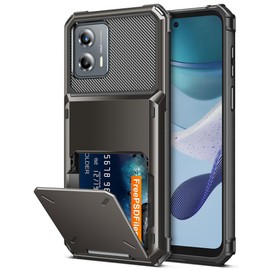 COOYA for Moto G 2023 Case Wallet 5 Credit Card Holder Slot Flip Cover Wallet Case Back Pocket Dual Layer Protective Hard Shell TPU Rubber Bumper for Moto G 2023 Bronze Gunmetal