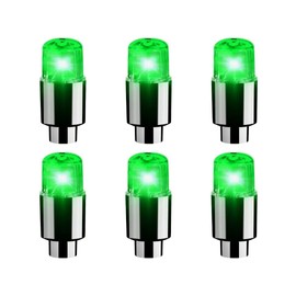 Green LED Wheel Lights Bike Tire Valve Stem Neon Light Bulb for American and British Valve Car, Automobile, Bicycle, Motorcycle, 6 Pack