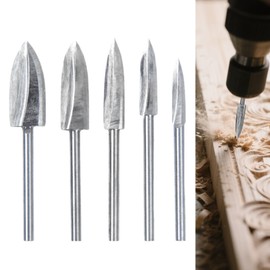 AzureRay Wood Cutter Set of 5, Wood Carving Tool with 3 mm Shaft for Wood Carving, Reliefs & Model Building, Wood Carving Tool, Rustproof and Durable