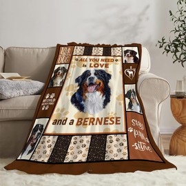 Bernese Mountain Dog Print Blanket Best Dog Pet Animal Throw Blankets for Couch Sofa Stuff Decor Gifts Lightweight Soft Cozy Fleece Plush Warm Flannel Bedding for Lover Man Woman Teen Adults 40"x50"