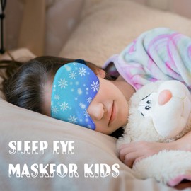 Sleep Mask for Kids,Cute Cartoon Sleep Mask for Girls and Boys,with Soft and Smooth Adjustable Strap,Ice and Snow