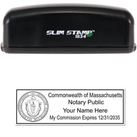Massachusetts Notary Public Stamp - Portable, State Board Compliant Notary Stamp MA, Ideal for Notary Public in Massachusetts, 7/8 x 2-1/4 Notary Stamp Massachusetts, MA Notarial Seal