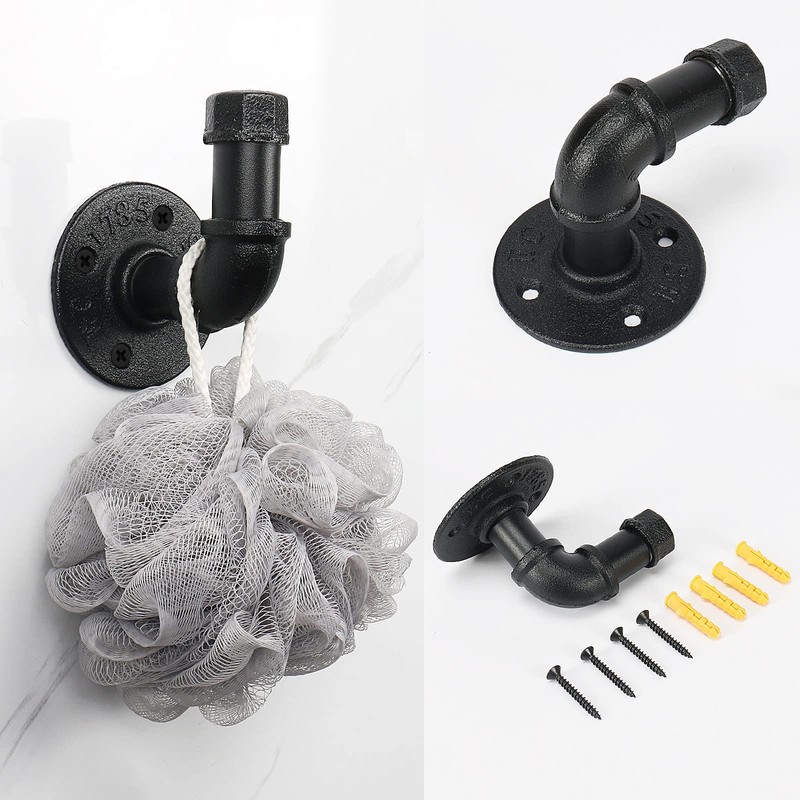 Jeasor 4-Pieces Industrial Pipe Bathroom Towel Ring Kit DIY Wall