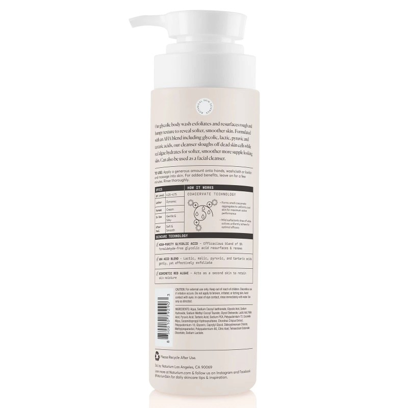 Naturium Glycolic Acid Body Wash Exfoliating Cleanser for Smooth Skin