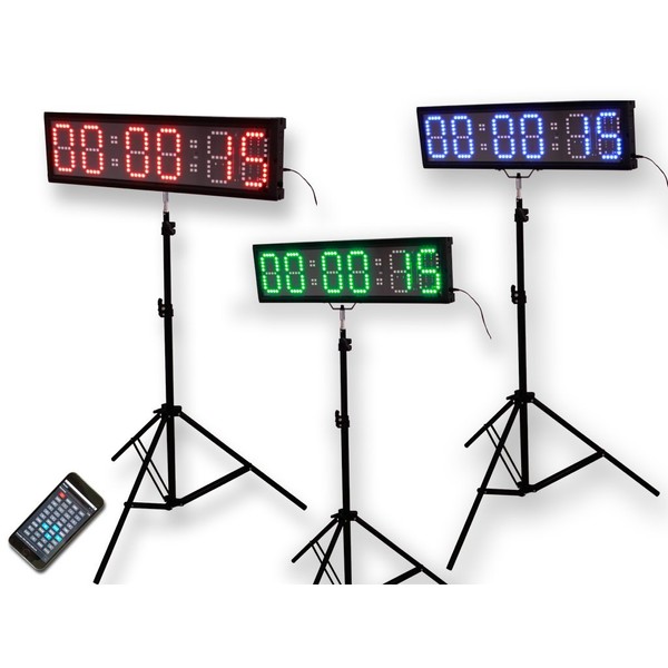 EU 4 Inch Char High 6 Digits RGB(7 Colors) LED Race Timing Clock for Running Events (RGB)