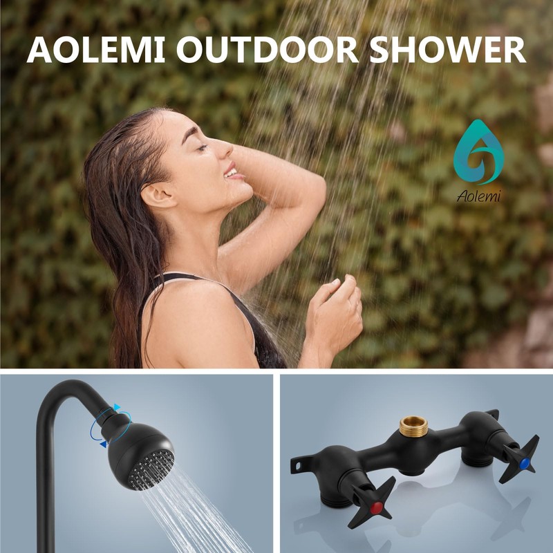 Aolemi Outdoor Shower Kit Fixtures – 2-Handle Exposed Shower Fixture