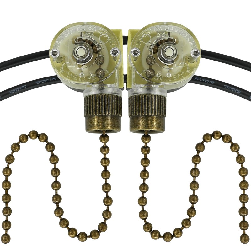 YukiHalu Ceiling Fan Pull Chain Switch ZE-109, 2 Wires On-Off