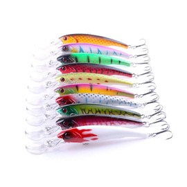 Fishing Lures 10 Large Hard Bait Minnow VIB Lures with Treble Hook Life-Like Swimbait Fishing Bait 3D Fishing Eyes Popper Crankbait Vibe Sinking Lure for Bass Trout Walleye Redfish