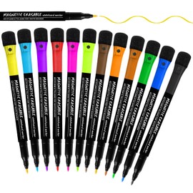 CNMTCCO Whiteboard Pens Whiteboard Markers,12 Magnetic Whiteboard Pens and Eraser Set,Erasable Fine Tip Whiteboard Markers, Dry Wipe Markers Dry Erase Marker for Kids Supplies