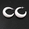 White Acrylic Half Hoop Earrings - 40mm D