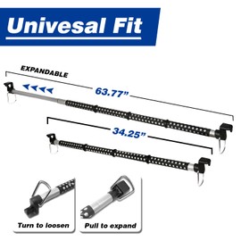 Zento Deals 2 Pack of Heavy Duty Expandable Clothes Bars Car Hangers Rod- Convenient Classic Black Combines with Strong Metal and Rubber Grips and Rings