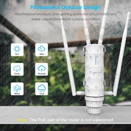 WAVLINK AC1200 Outdoor WiFi Extender Wireless Access Point, IP65 Weatherproof High Power Long Range Signal Booster with PoE, Gigabit Port, Router/AP/Repeater Mode for Home Camping/Farm/Yard etc