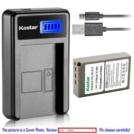 Kastar BLS-5 Battery or LCD Charger for Olympus E-400 E-410 E-420 E-450 E-600 E-620  - 1 Battery