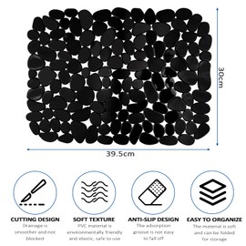 Mokaskaidj Pack of 2 Sink Liners, Sink Mat Protective Mat, Sink Mat for Sink, Kitchen Sink Protection Mat, Can be Cut to Size PVC Sink Mat, Inserts for Kitchen / Bathroom Sink (Black)